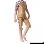Acqrobe Girls Muslim 2 Piece Swimsuit Kids Tankini Bathing Suits Half Sleeve Camel B07MYYYB2Q